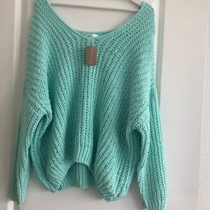 Blue off the shoulder sweater